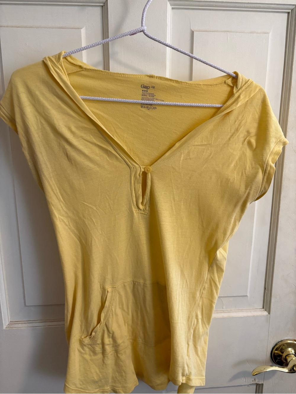 GAP Women's Yellow Hooded Short Sleeve Tunic